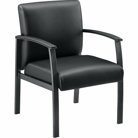 INTERION BY GLOBAL INDUSTRIAL Interion Synthetic Leather Reception Chair with Arms, Black 695731